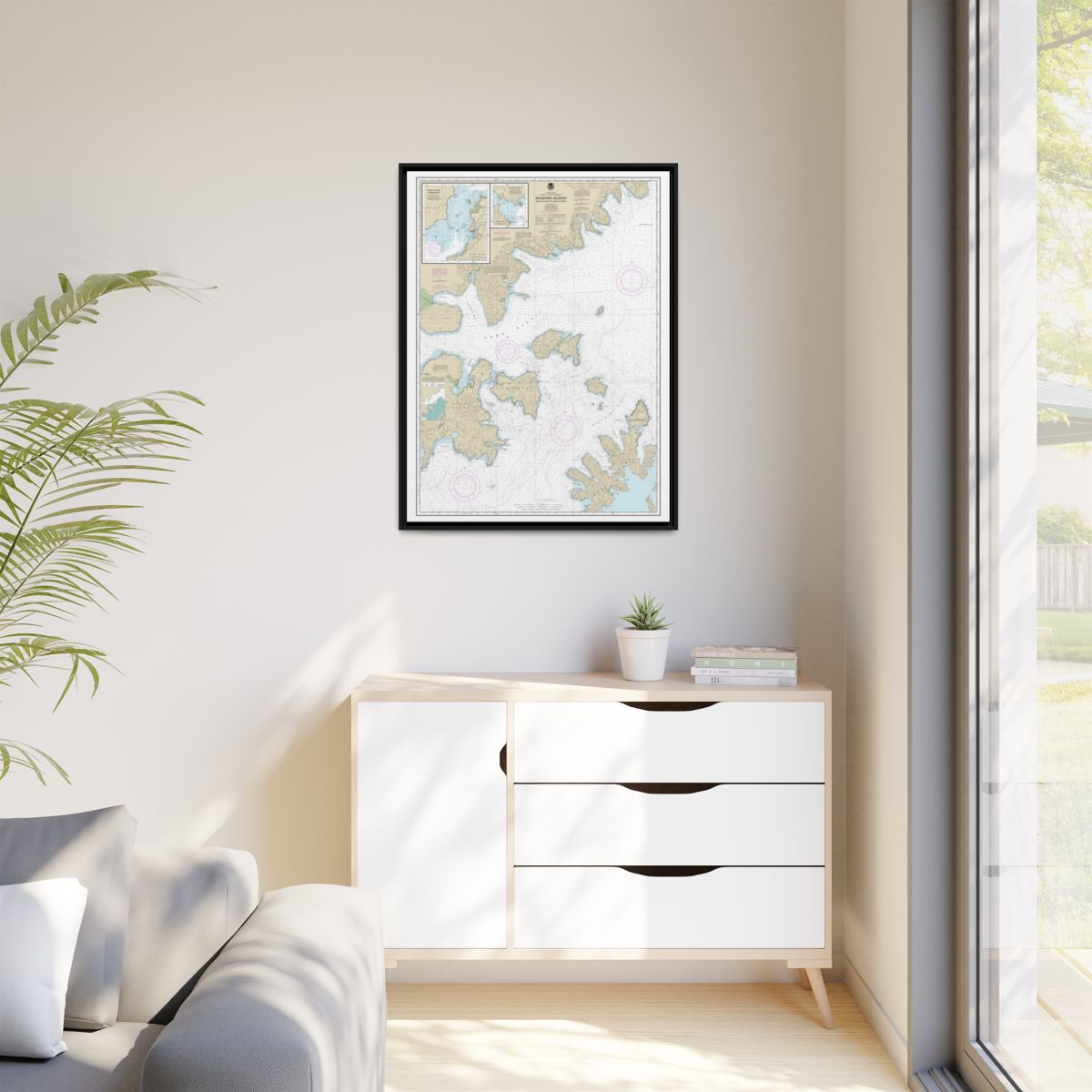 Chart 16553 Shumagin Islands-Nagai I. to Unga I.;Delarof Harbor;Popof Strait, northern part - NOAA Nautical Chart Floating Frame Canvas | 24" x 32" | 30" x 40" - Black context-1