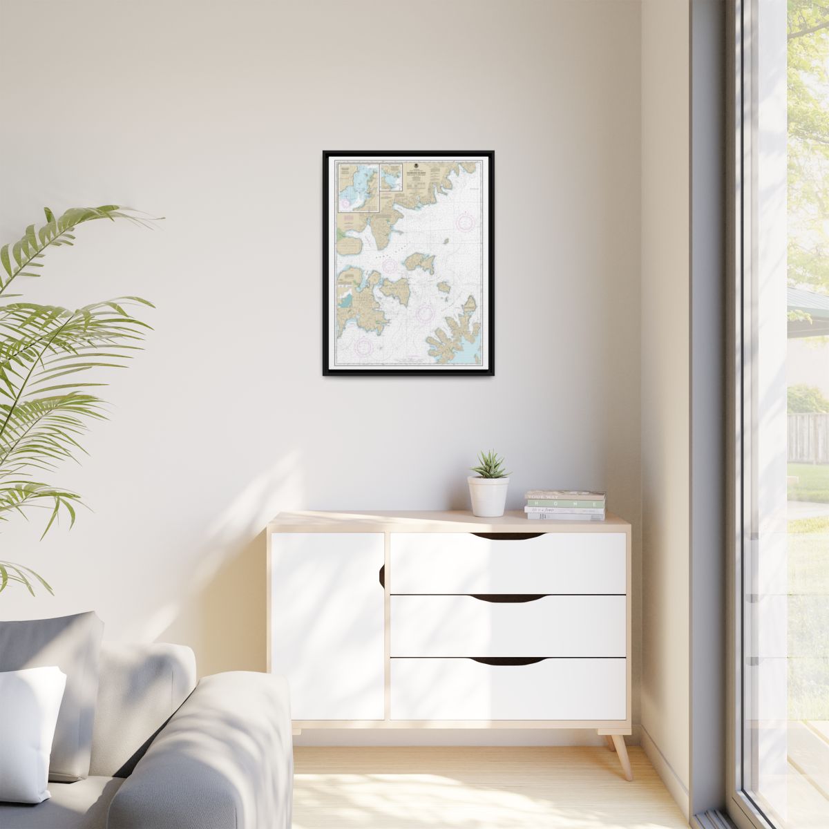 Chart 16553 Shumagin Islands-Nagai I. to Unga I.;Delarof Harbor;Popof Strait, northern part - NOAA Nautical Chart Floating Frame Canvas | 24" x 32" | 30" x 40" - Black context-1
