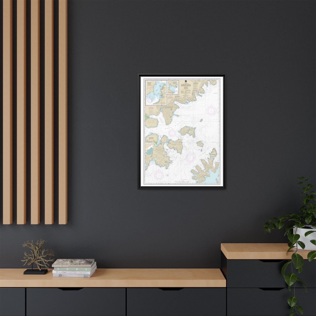 Chart 16553 Shumagin Islands-Nagai I. to Unga I.;Delarof Harbor;Popof Strait, northern part - NOAA Nautical Chart Floating Frame Canvas | 24" x 32" | 30" x 40" - Black context-2