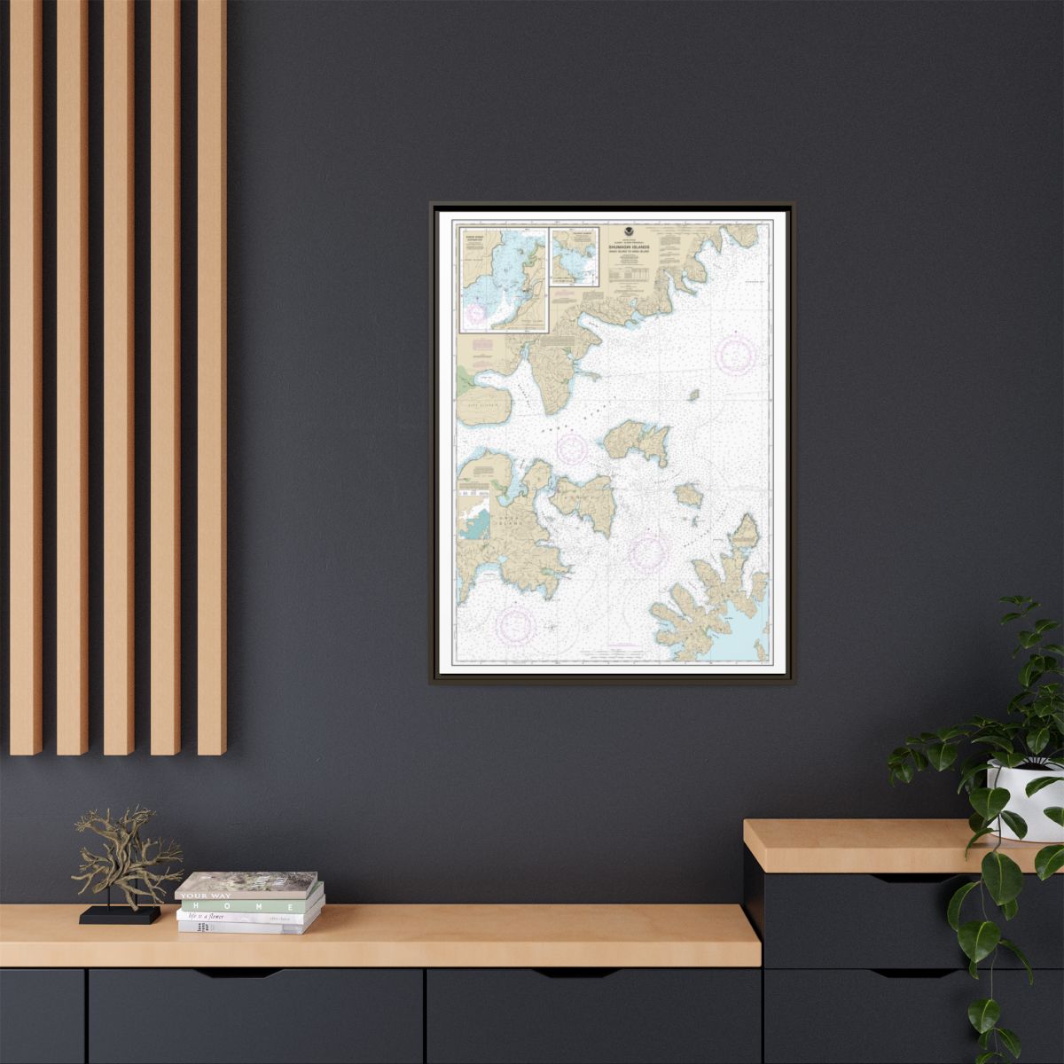 Chart 16553 Shumagin Islands-Nagai I. to Unga I.;Delarof Harbor;Popof Strait, northern part - NOAA Nautical Chart Floating Frame Canvas | 24" x 32" | 30" x 40" - Espresso context-2
