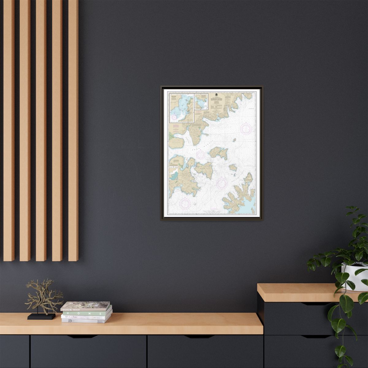 Chart 16553 Shumagin Islands-Nagai I. to Unga I.;Delarof Harbor;Popof Strait, northern part - NOAA Nautical Chart Floating Frame Canvas | 24" x 32" | 30" x 40" - Espresso context-2