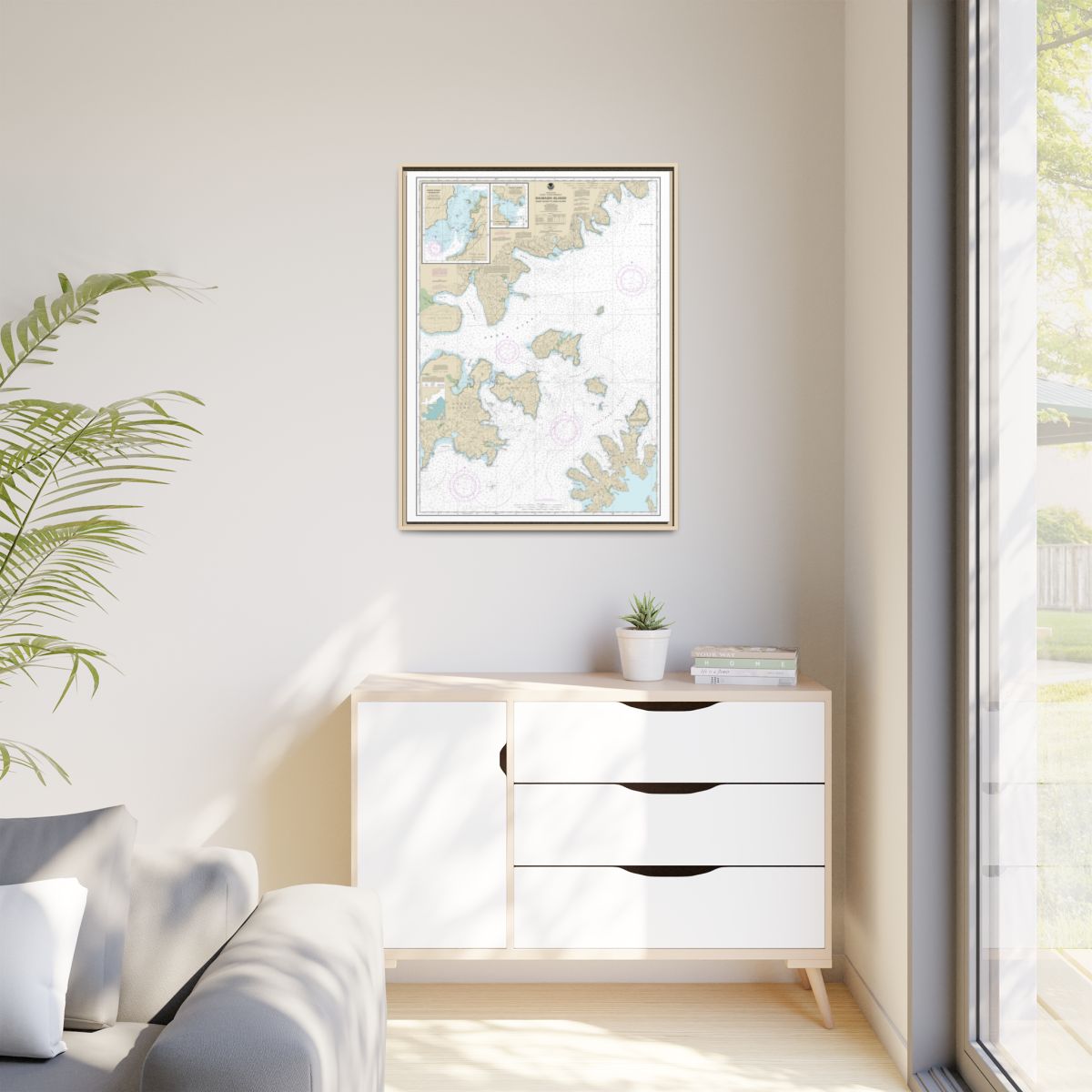 Chart 16553 Shumagin Islands-Nagai I. to Unga I.;Delarof Harbor;Popof Strait, northern part - NOAA Nautical Chart Floating Frame Canvas | 24" x 32" | 30" x 40" - Natural context-1
