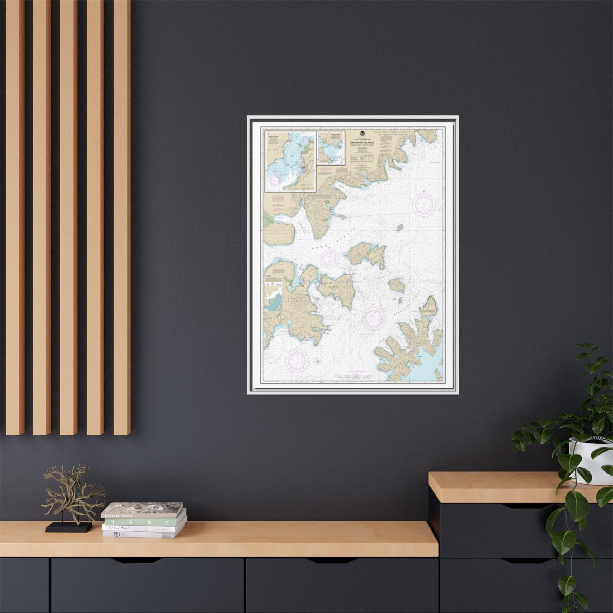 Chart 16553 Shumagin Islands-Nagai I. to Unga I.;Delarof Harbor;Popof Strait, northern part - NOAA Nautical Chart Floating Frame Canvas | 24" x 32" | 30" x 40" - White context-2