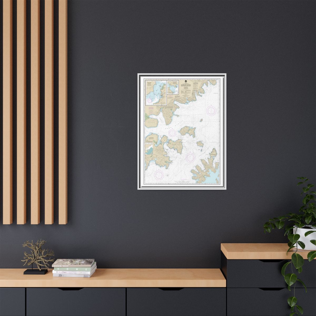 Chart 16553 Shumagin Islands-Nagai I. to Unga I.;Delarof Harbor;Popof Strait, northern part - NOAA Nautical Chart Floating Frame Canvas | 24" x 32" | 30" x 40" - White context-2