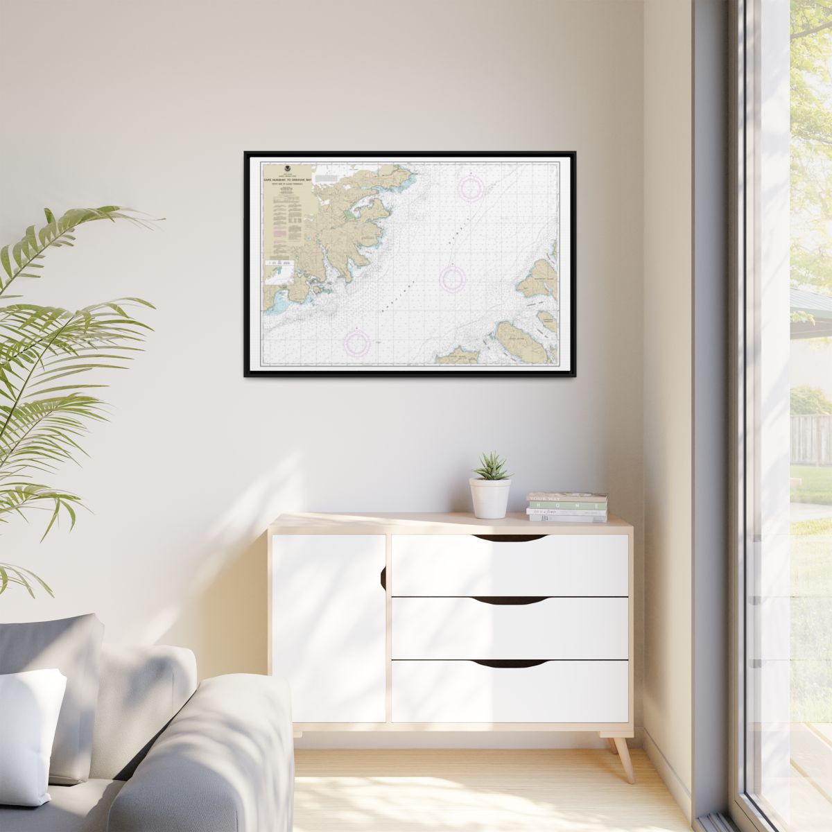 Chart 16576 Shelikof Strait-Cape Nukshak to Dakavak Bay - NOAA Nautical Chart Floating Frame Canvas | 30" x 20" | 36" x 24" | 48" x 32" - Black context-1