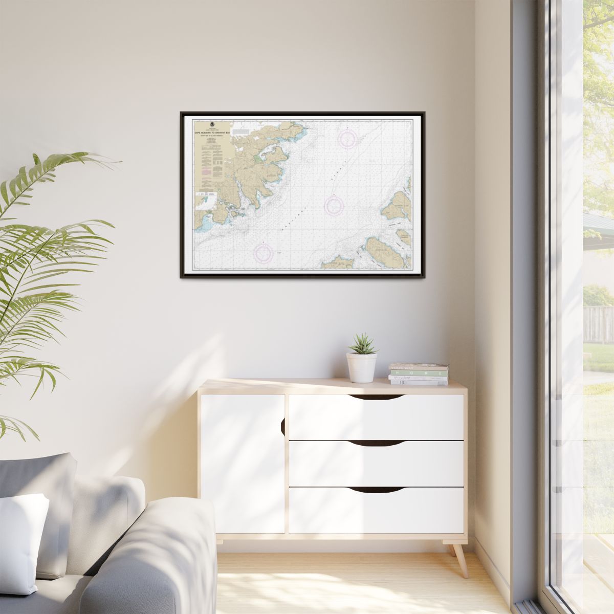 Chart 16576 Shelikof Strait-Cape Nukshak to Dakavak Bay - NOAA Nautical Chart Floating Frame Canvas | 30" x 20" | 36" x 24" | 48" x 32" - Espresso context-1