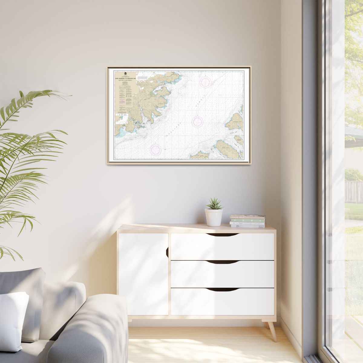 Chart 16576 Shelikof Strait-Cape Nukshak to Dakavak Bay - NOAA Nautical Chart Floating Frame Canvas | 30" x 20" | 36" x 24" | 48" x 32" - Natural context-1