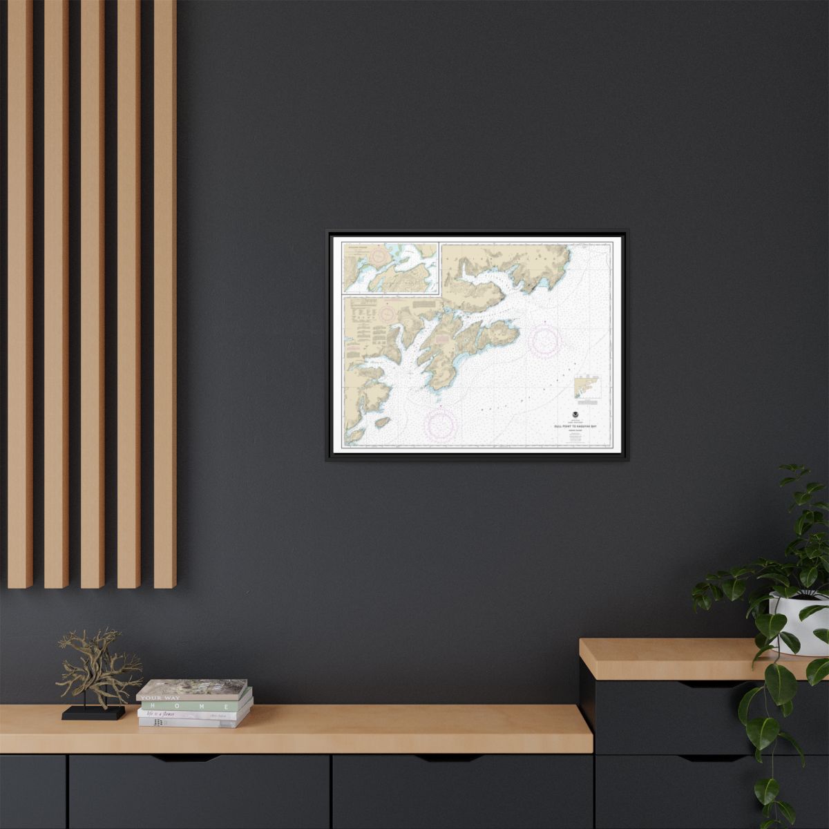 Chart 16592 Kodiak Island Gull Point to Kaguyak Bay;Sitkalidak Passage - NOAA Nautical Chart Floating Frame Canvas | 32" x 24" | 40" x 30" - Black context-2