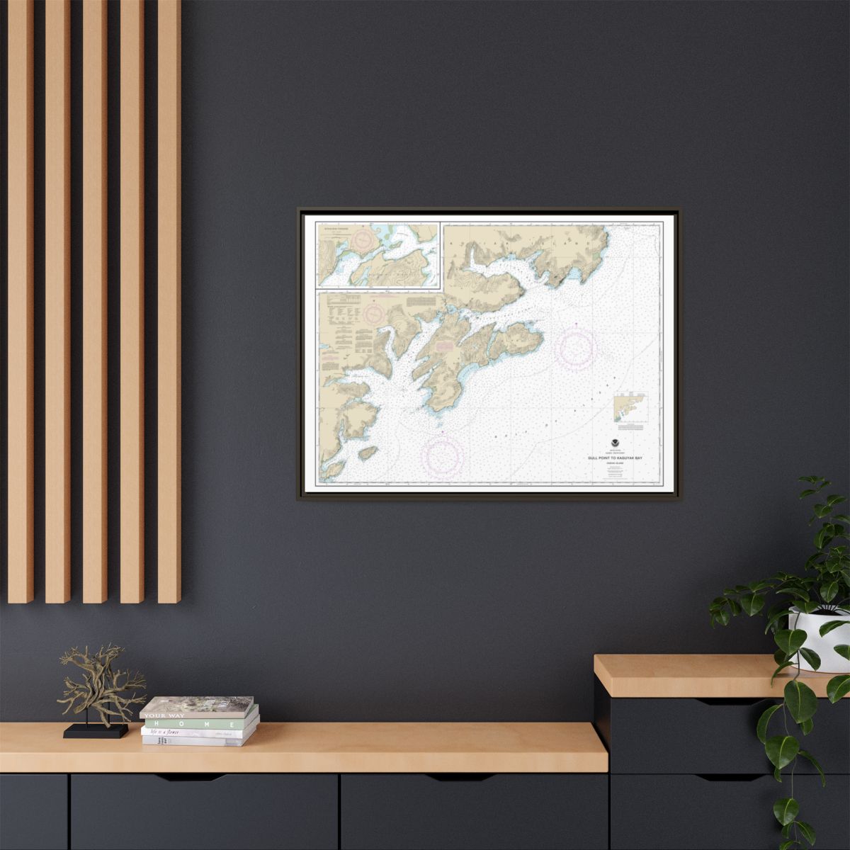 Chart 16592 Kodiak Island Gull Point to Kaguyak Bay;Sitkalidak Passage - NOAA Nautical Chart Floating Frame Canvas | 32" x 24" | 40" x 30" - Espresso context-2