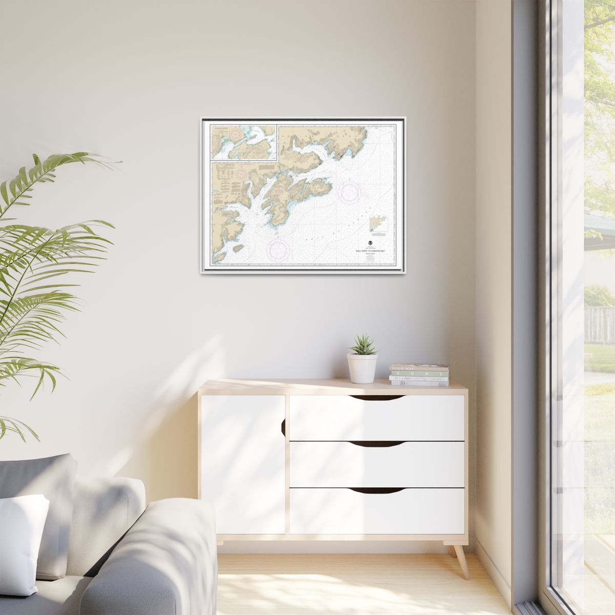 Chart 16592 Kodiak Island Gull Point to Kaguyak Bay;Sitkalidak Passage - NOAA Nautical Chart Floating Frame Canvas | 32" x 24" | 40" x 30" - White context-1