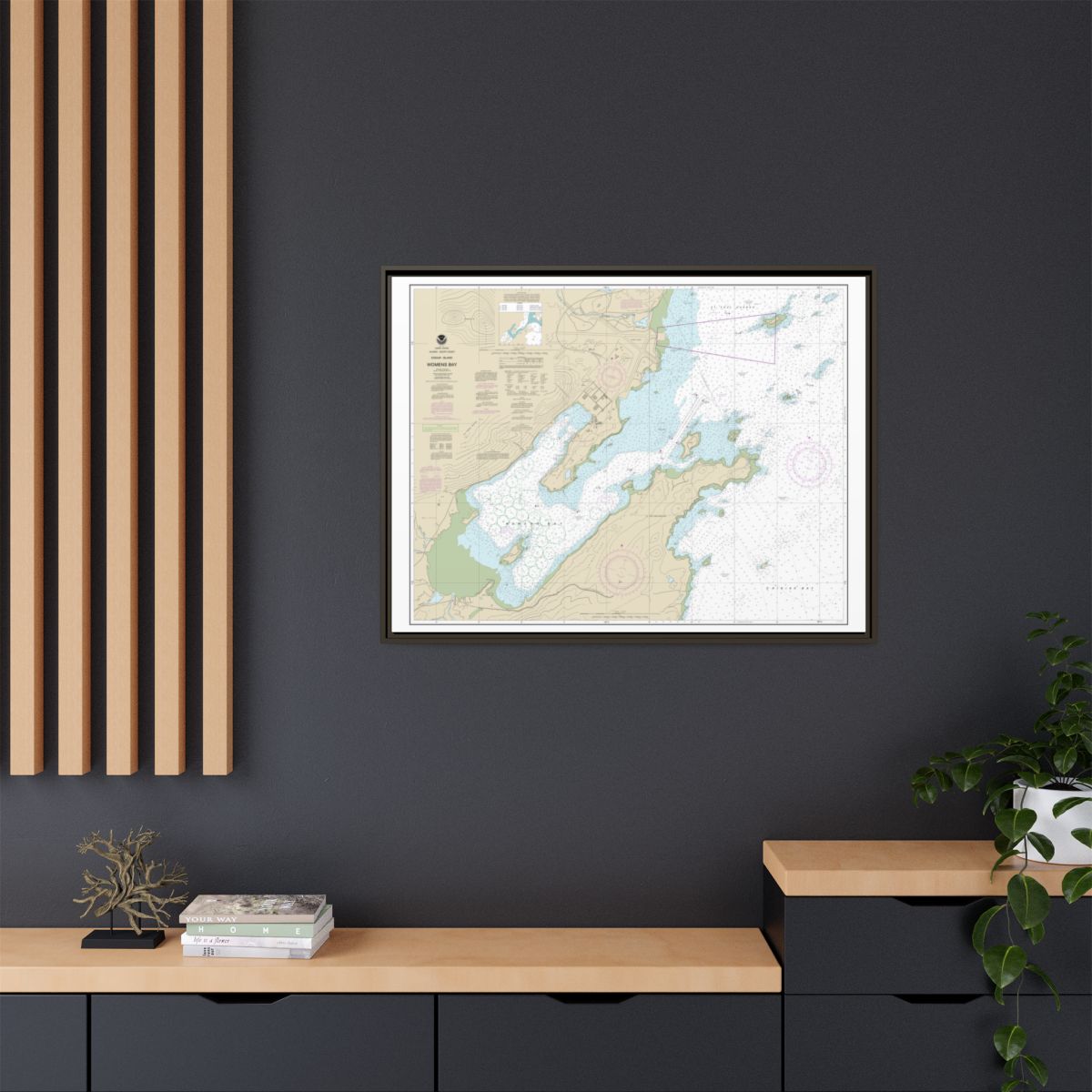 Chart 16596 Womens Bay - NOAA Nautical Chart Floating Frame Canvas | 32" x 24" | 40" x 30" - Espresso context-2