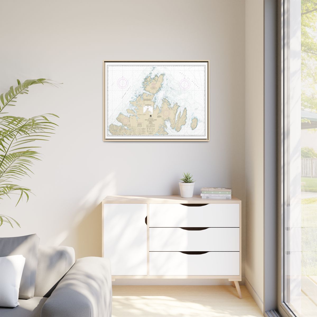Chart 16604 Shuyak and Afagnak Islands and adjacent waters - NOAA Nautical Chart Floating Frame Canvas | 32" x 24" | 40" x 30" - Natural context-1