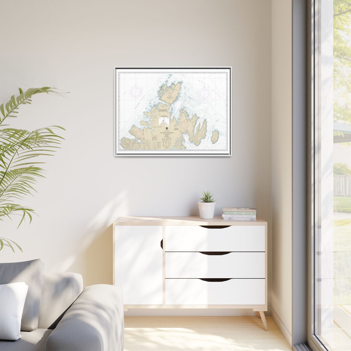 Chart 16604 Shuyak and Afagnak Islands and adjacent waters - NOAA Nautical Chart Floating Frame Canvas | 32" x 24" | 40" x 30" - White context-1
