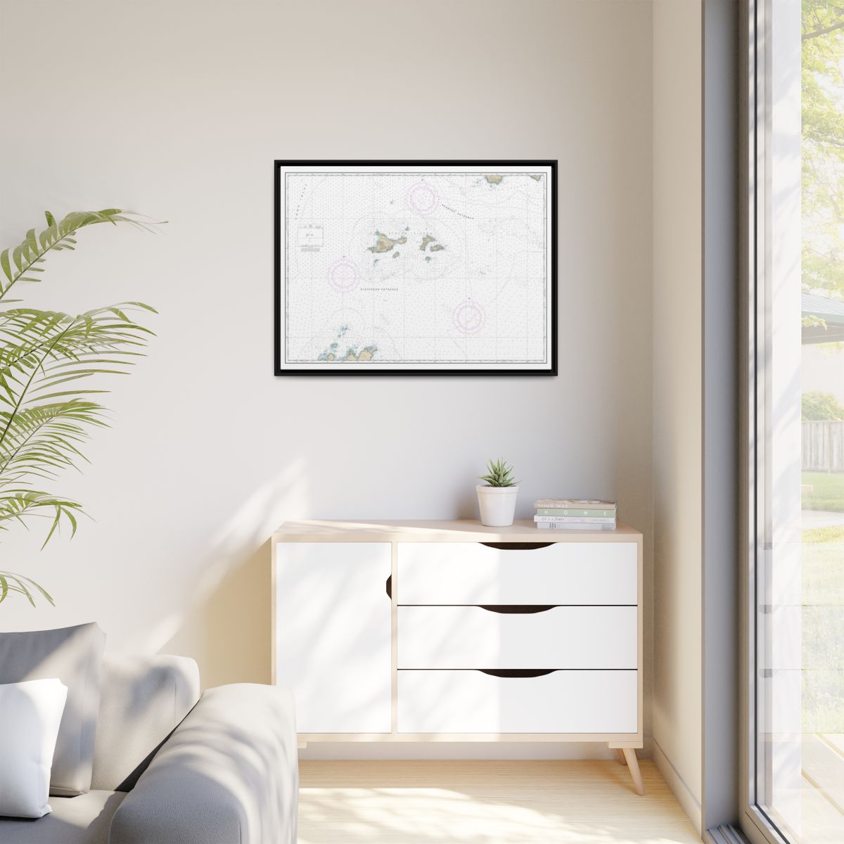 Chart 16606 Barren Islands - NOAA Nautical Chart Floating Frame Canvas | 32" x 24" | 40" x 30" - Black context-1
