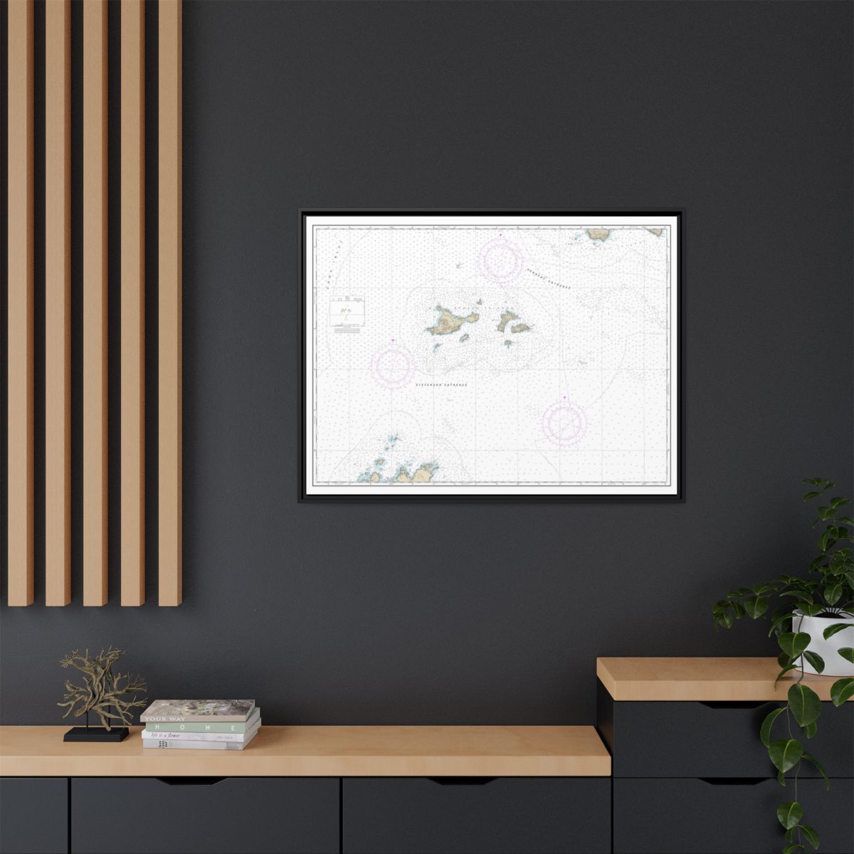 Chart 16606 Barren Islands - NOAA Nautical Chart Floating Frame Canvas | 32" x 24" | 40" x 30" - Black context-2