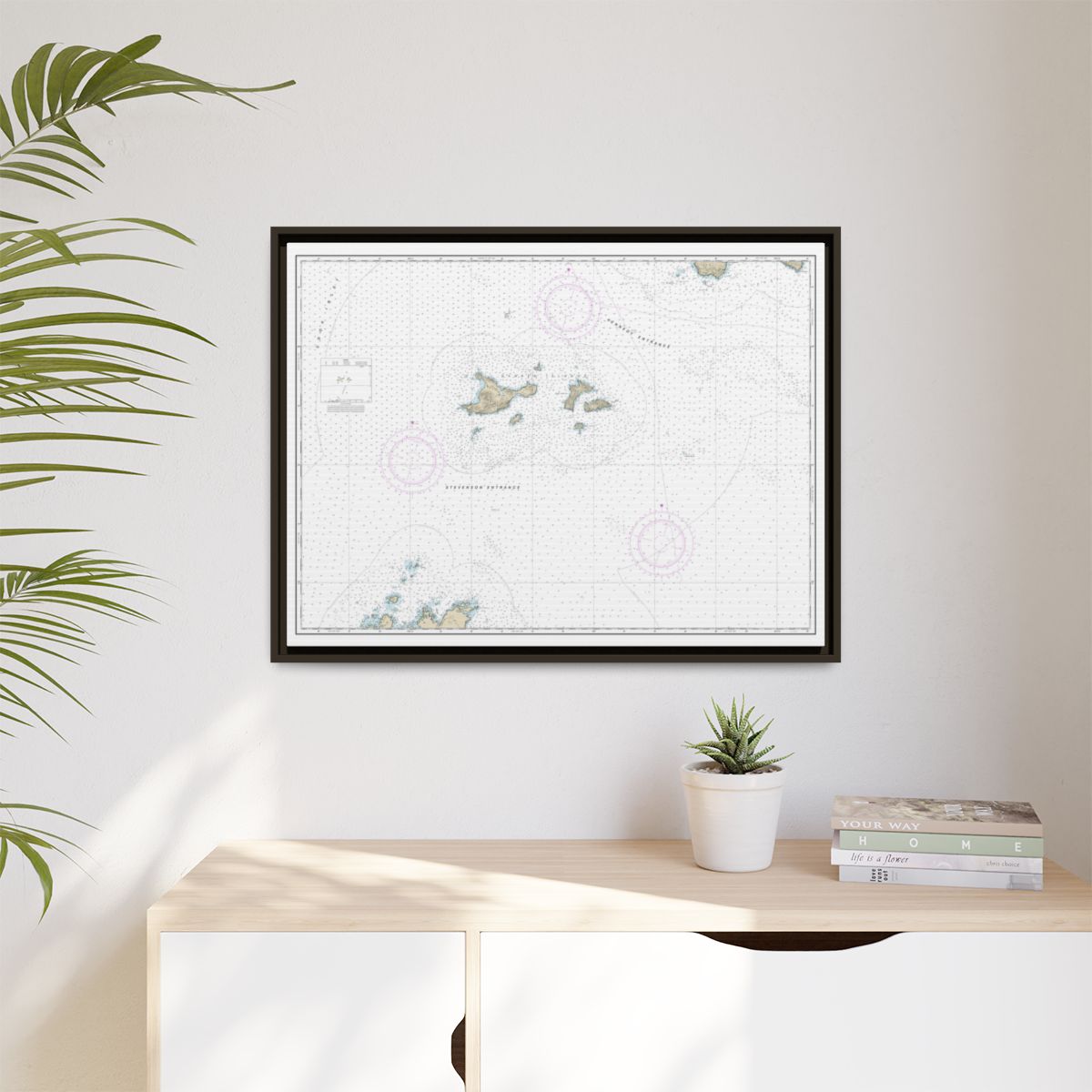 Chart 16606 Barren Islands - NOAA Nautical Chart Floating Frame Canvas | 32" x 24" | 40" x 30" - Espresso context-1