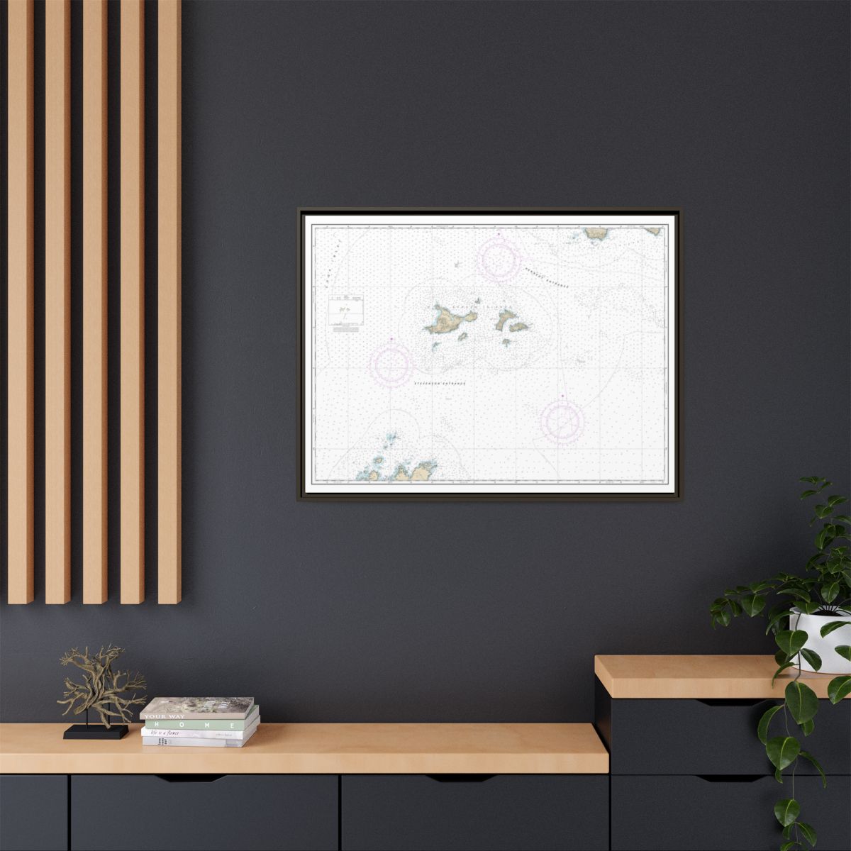 Chart 16606 Barren Islands - NOAA Nautical Chart Floating Frame Canvas | 32" x 24" | 40" x 30" - Espresso context-2