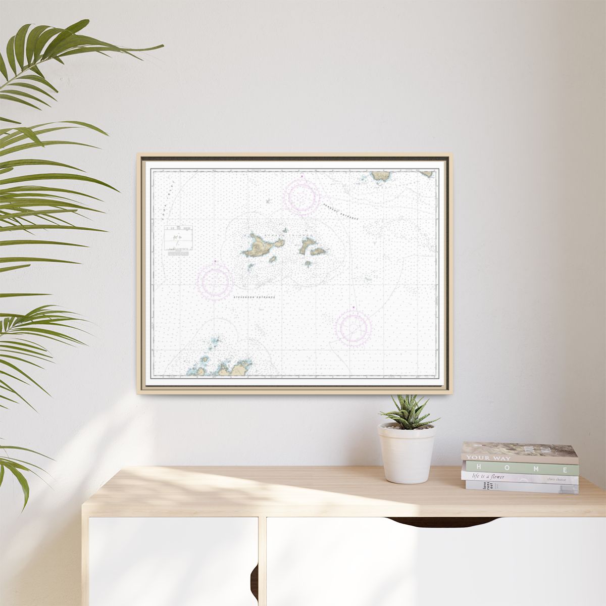 Chart 16606 Barren Islands - NOAA Nautical Chart Floating Frame Canvas | 32" x 24" | 40" x 30" - Natural context-1