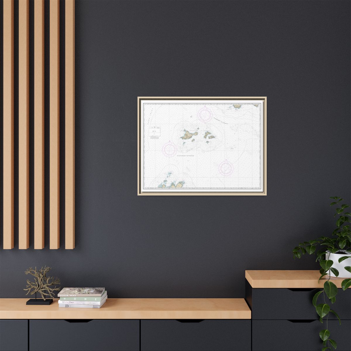 Chart 16606 Barren Islands - NOAA Nautical Chart Floating Frame Canvas | 32" x 24" | 40" x 30" - Natural context-2