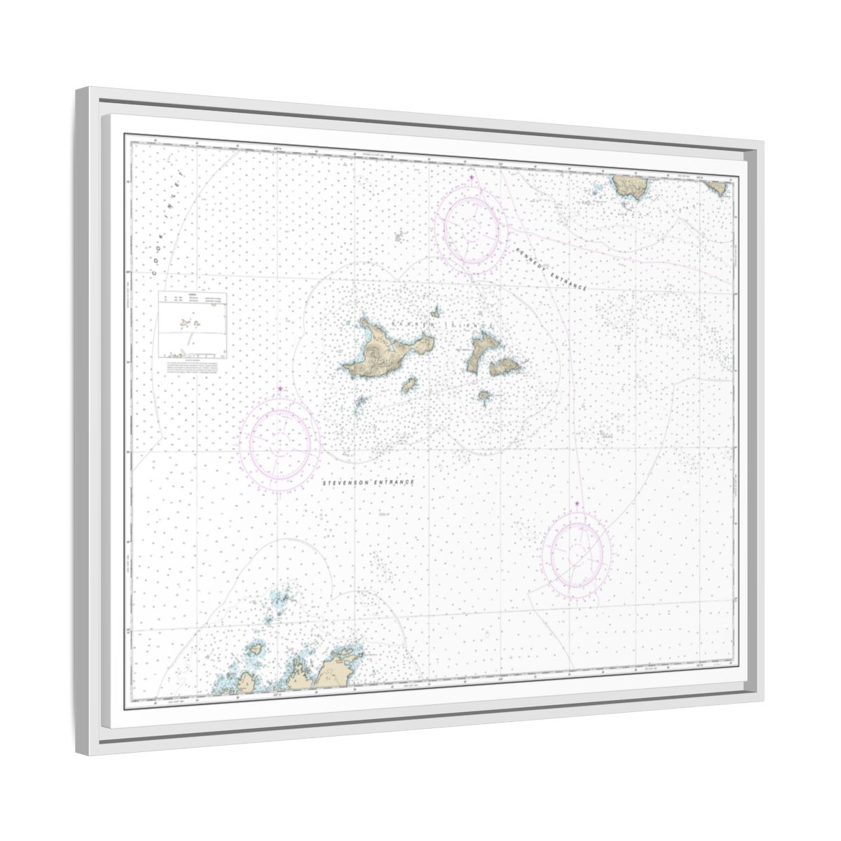 Chart 16606 Barren Islands - NOAA Nautical Chart Floating Frame Canvas | 32" x 24" | 40" x 30" - White side