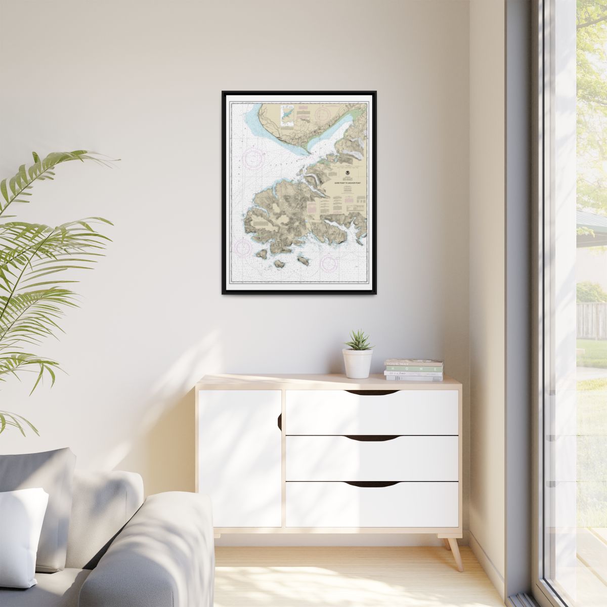 Chart 16645 Gore Point to Anchor Point - NOAA Nautical Chart Floating Frame Canvas | 24" x 32" | 30" x 40" - Black context-1