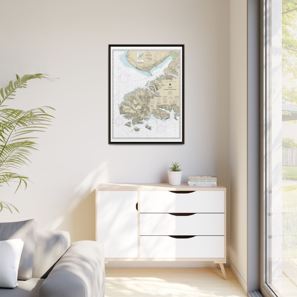 Chart 16645 Gore Point to Anchor Point - NOAA Nautical Chart Floating Frame Canvas | 24" x 32" | 30" x 40" - Espresso context-1