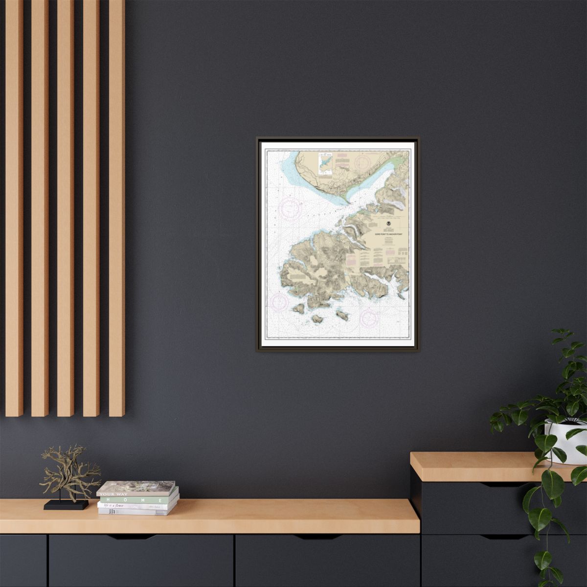 Chart 16645 Gore Point to Anchor Point - NOAA Nautical Chart Floating Frame Canvas | 24" x 32" | 30" x 40" - Espresso context-2