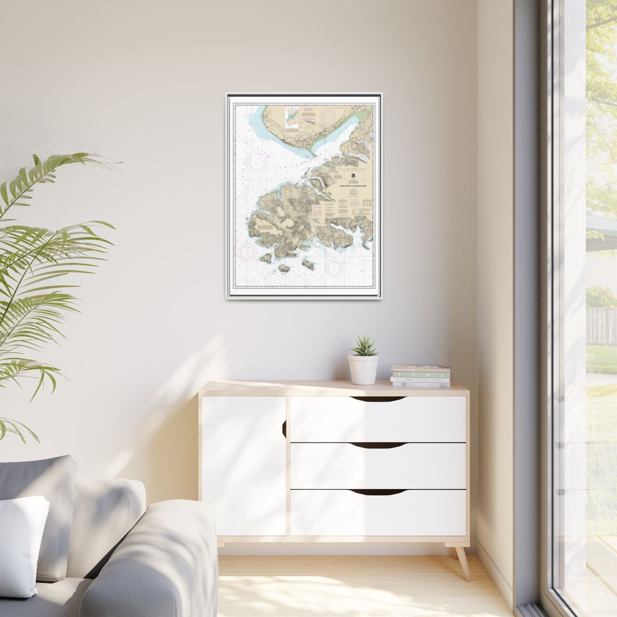 Chart 16645 Gore Point to Anchor Point - NOAA Nautical Chart Floating Frame Canvas | 24" x 32" | 30" x 40" - White context-1