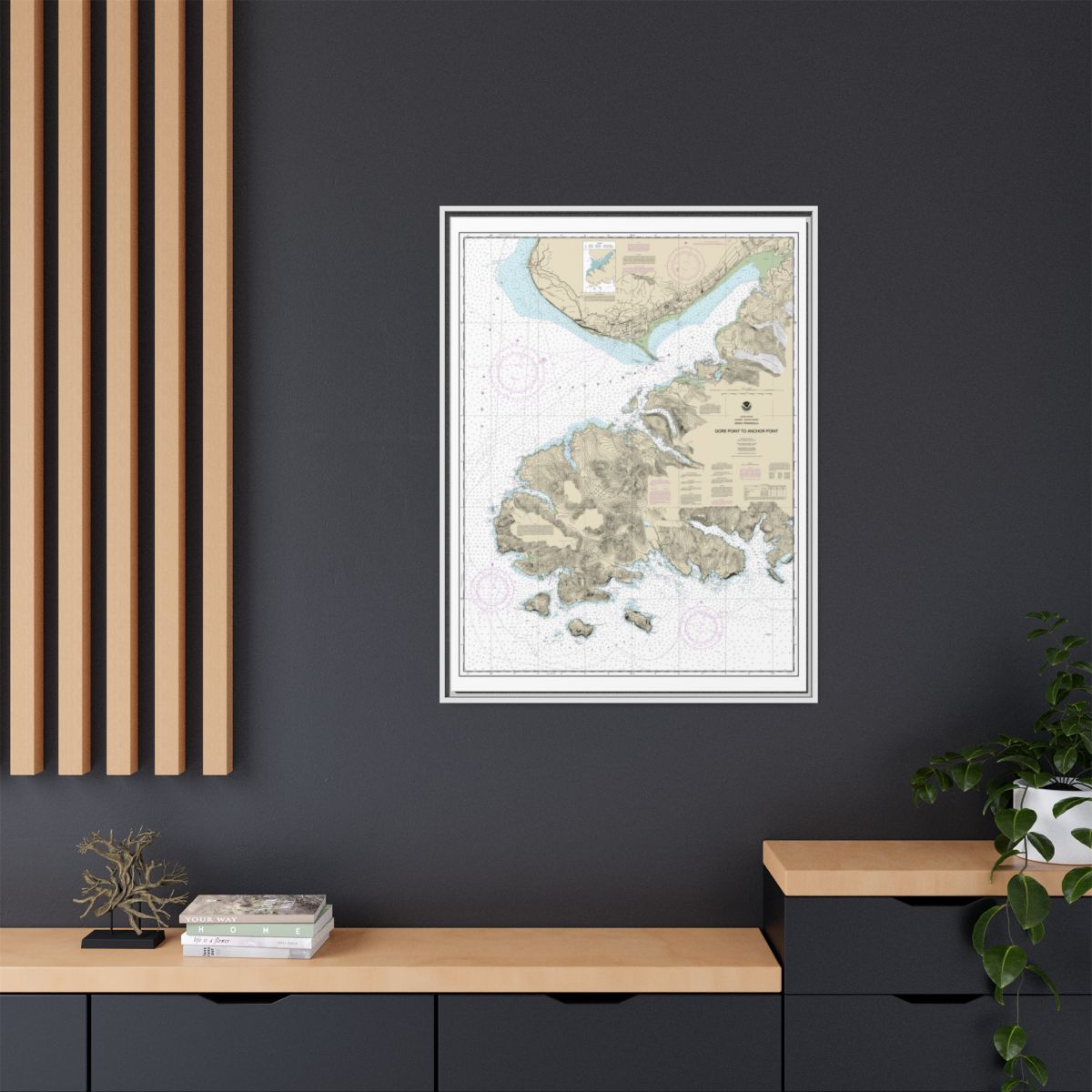Chart 16645 Gore Point to Anchor Point - NOAA Nautical Chart Floating Frame Canvas | 24" x 32" | 30" x 40" - White context-2