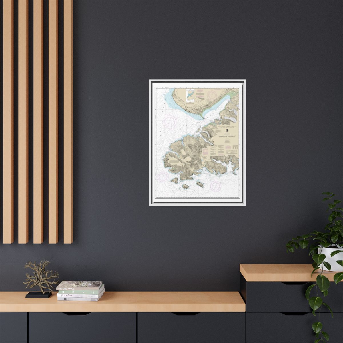 Chart 16645 Gore Point to Anchor Point - NOAA Nautical Chart Floating Frame Canvas | 24" x 32" | 30" x 40" - White context-2