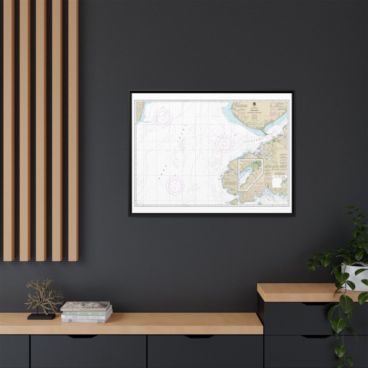 Chart 16647 Cook Inlet-Cape Elizabeth to Anchor Point - NOAA Nautical Chart Floating Frame Canvas | 32" x 24" | 40" x 30" - Black context-2