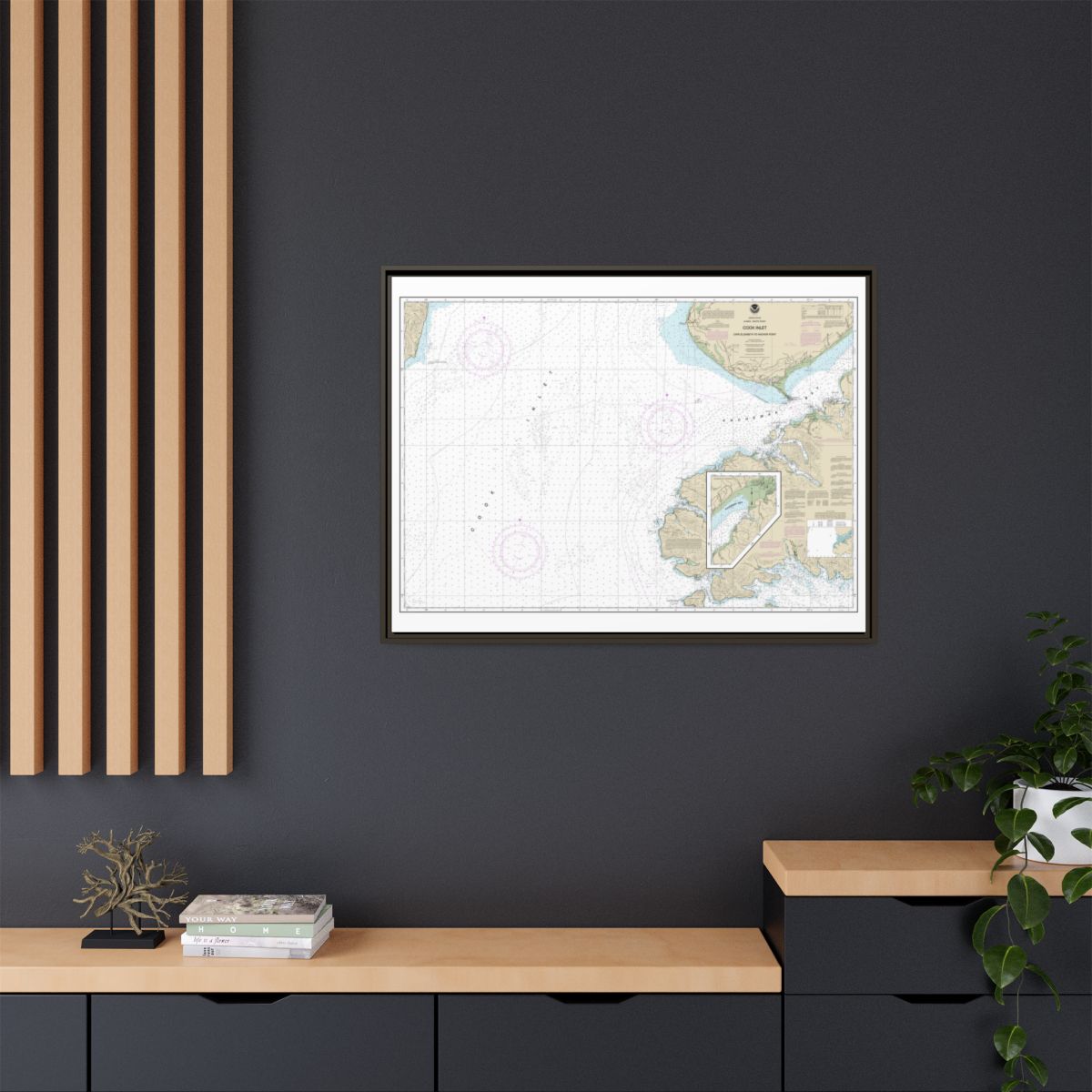 Chart 16647 Cook Inlet-Cape Elizabeth to Anchor Point - NOAA Nautical Chart Floating Frame Canvas | 32" x 24" | 40" x 30" - Espresso context-2