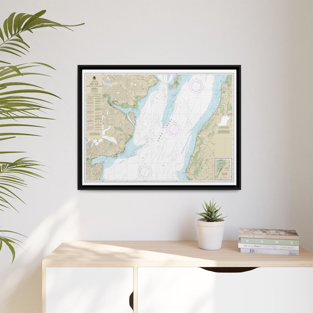 Chart 16661 Cook Inlet-Anchor Point to Kalgin Island;Ninilchik Harbor - NOAA Nautical Chart Floating Frame Canvas | 32" x 24" | 40" x 30" - Black context-1