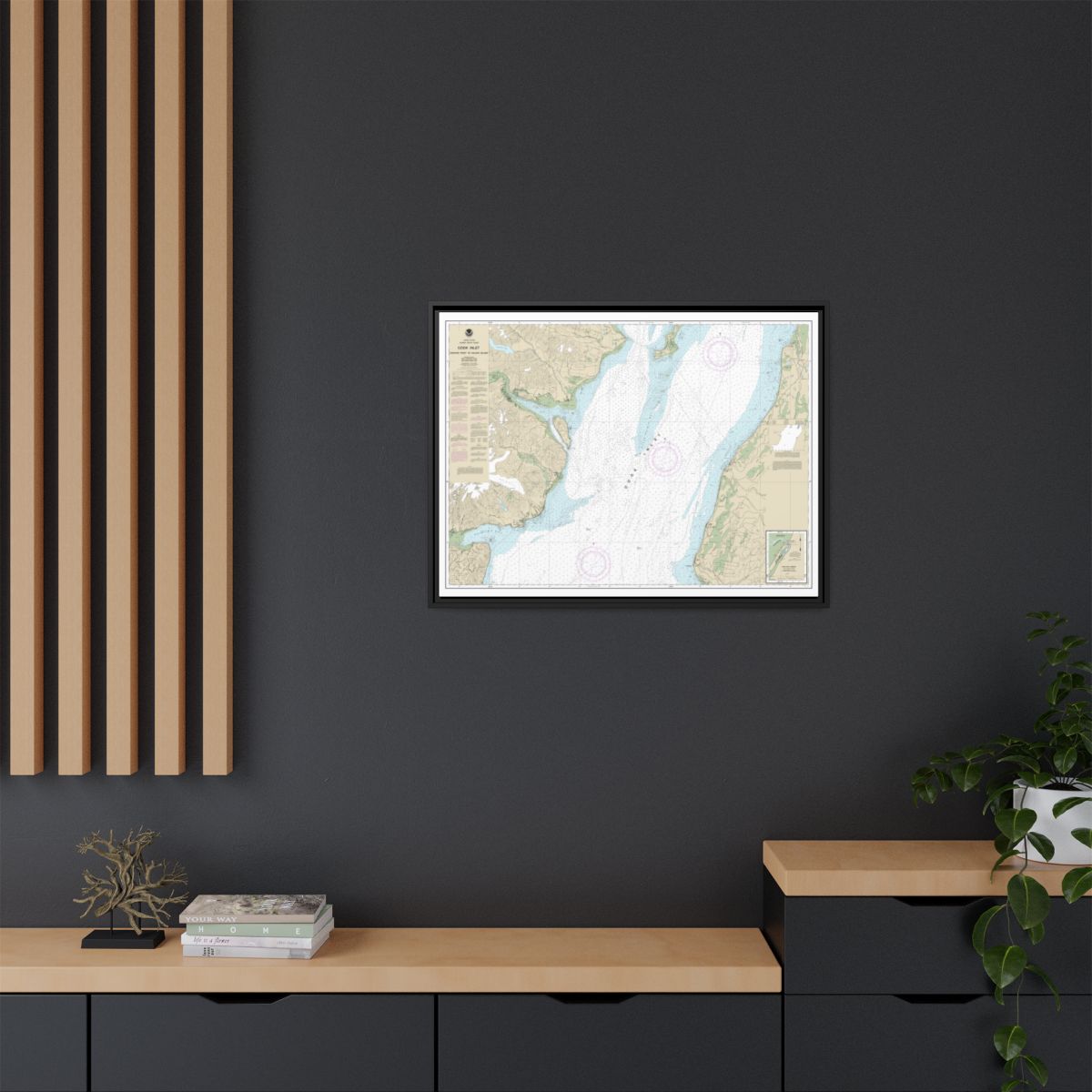 Chart 16661 Cook Inlet-Anchor Point to Kalgin Island;Ninilchik Harbor - NOAA Nautical Chart Floating Frame Canvas | 32" x 24" | 40" x 30" - Black context-2