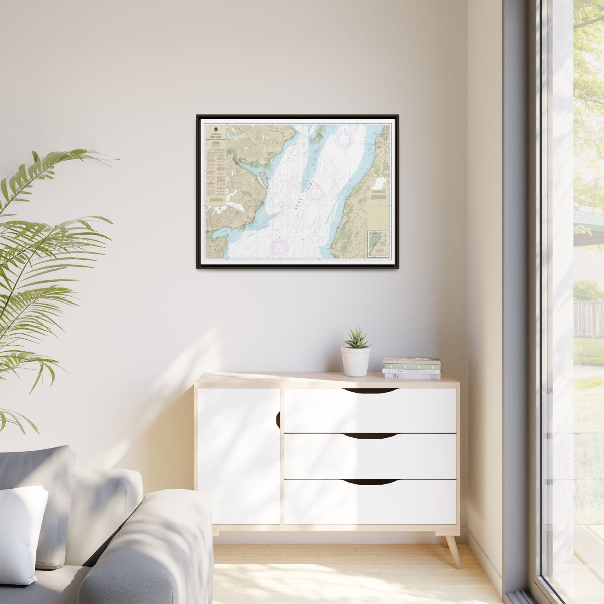 Chart 16661 Cook Inlet-Anchor Point to Kalgin Island;Ninilchik Harbor - NOAA Nautical Chart Floating Frame Canvas | 32" x 24" | 40" x 30" - Espresso context-1