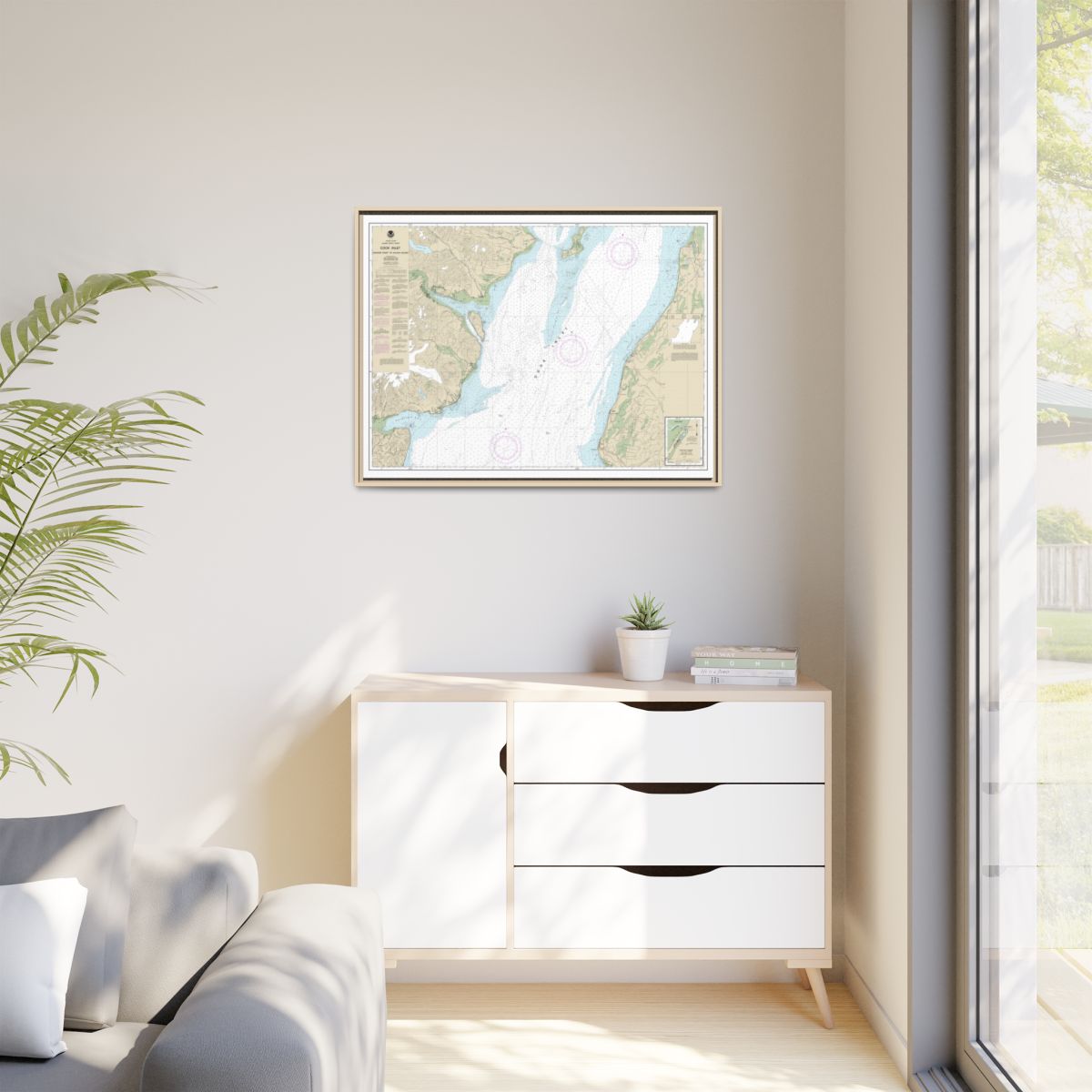 Chart 16661 Cook Inlet-Anchor Point to Kalgin Island;Ninilchik Harbor - NOAA Nautical Chart Floating Frame Canvas | 32" x 24" | 40" x 30" - Natural context-1
