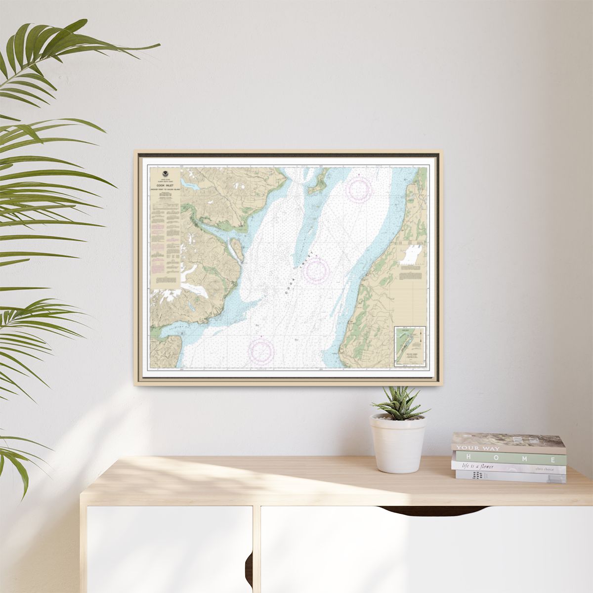 Chart 16661 Cook Inlet-Anchor Point to Kalgin Island;Ninilchik Harbor - NOAA Nautical Chart Floating Frame Canvas | 32" x 24" | 40" x 30" - Natural context-1