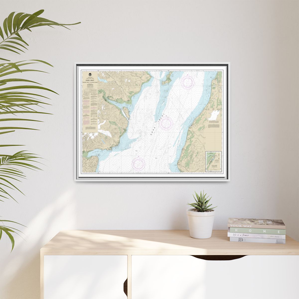 Chart 16661 Cook Inlet-Anchor Point to Kalgin Island;Ninilchik Harbor - NOAA Nautical Chart Floating Frame Canvas | 32" x 24" | 40" x 30" - White context-1