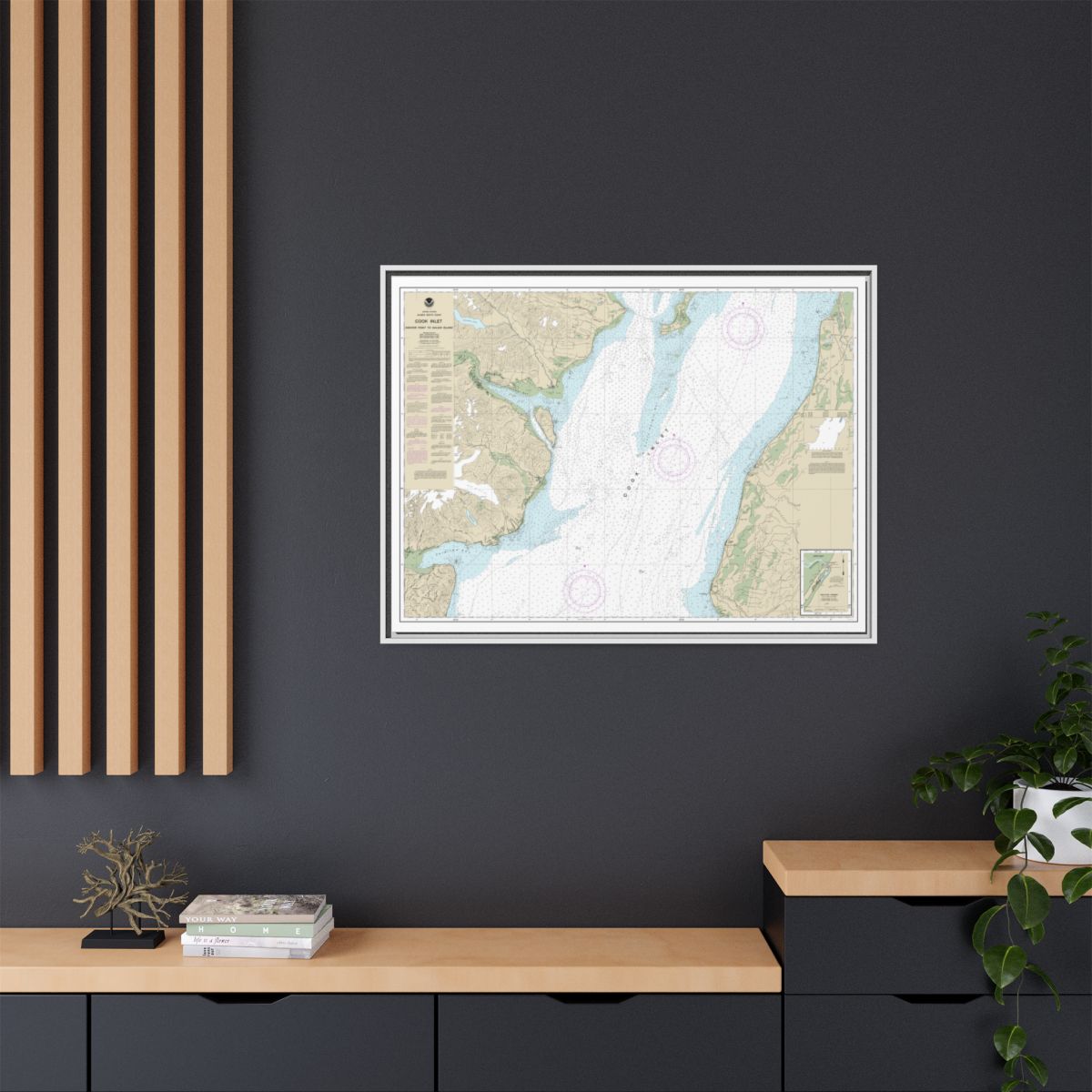 Chart 16661 Cook Inlet-Anchor Point to Kalgin Island;Ninilchik Harbor - NOAA Nautical Chart Floating Frame Canvas | 32" x 24" | 40" x 30" - White context-2