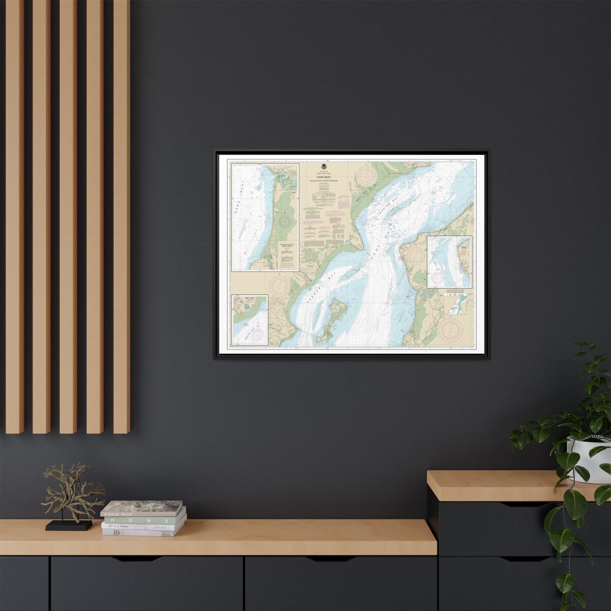 Chart 16662 Cook Inlet-Kalgin Island to North Foreland - NOAA Nautical Chart Floating Frame Canvas | 32" x 24" | 40" x 30" - Black context-2