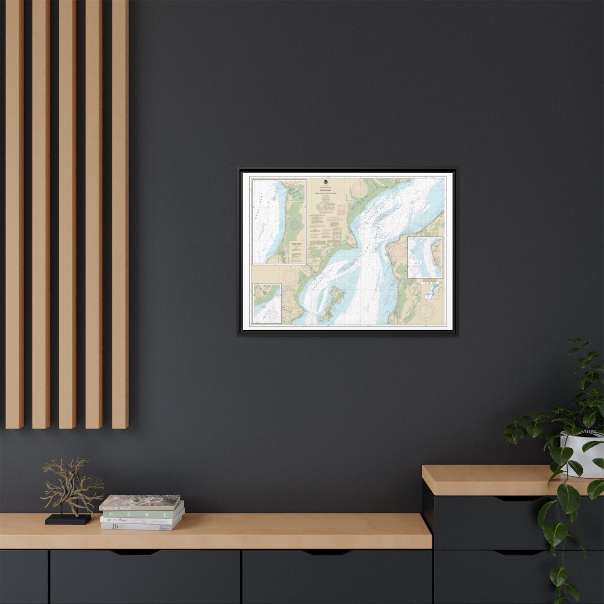 Chart 16662 Cook Inlet-Kalgin Island to North Foreland - NOAA Nautical Chart Floating Frame Canvas | 32" x 24" | 40" x 30" - Black context-2