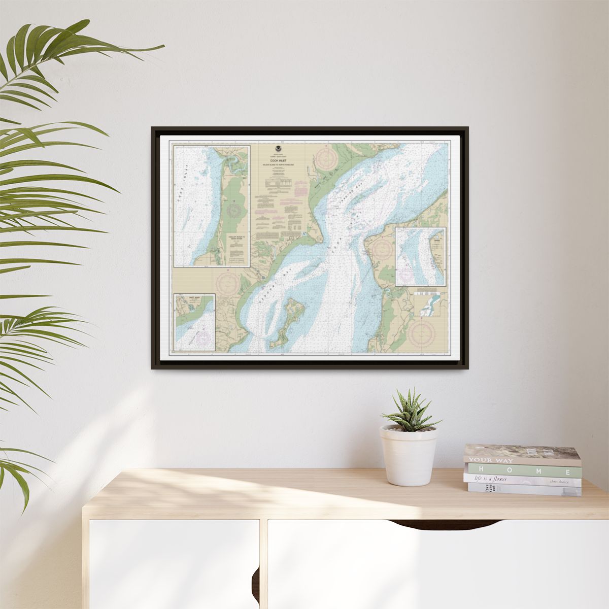 Chart 16662 Cook Inlet-Kalgin Island to North Foreland - NOAA Nautical Chart Floating Frame Canvas | 32" x 24" | 40" x 30" - Espresso context-1