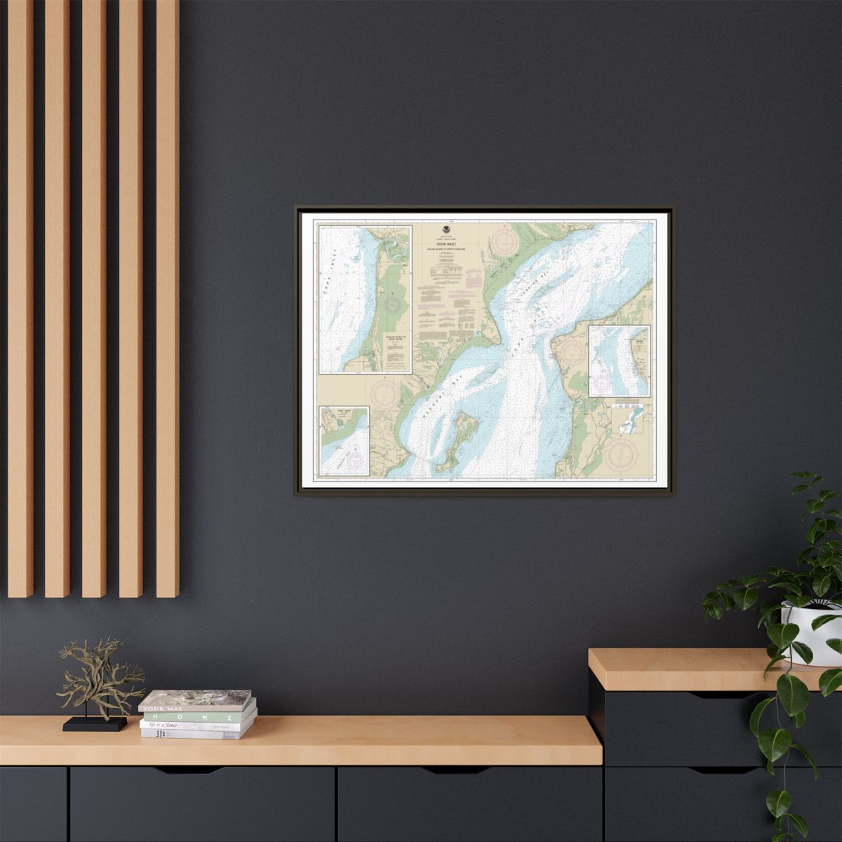 Chart 16662 Cook Inlet-Kalgin Island to North Foreland - NOAA Nautical Chart Floating Frame Canvas | 32" x 24" | 40" x 30" - Espresso context-2