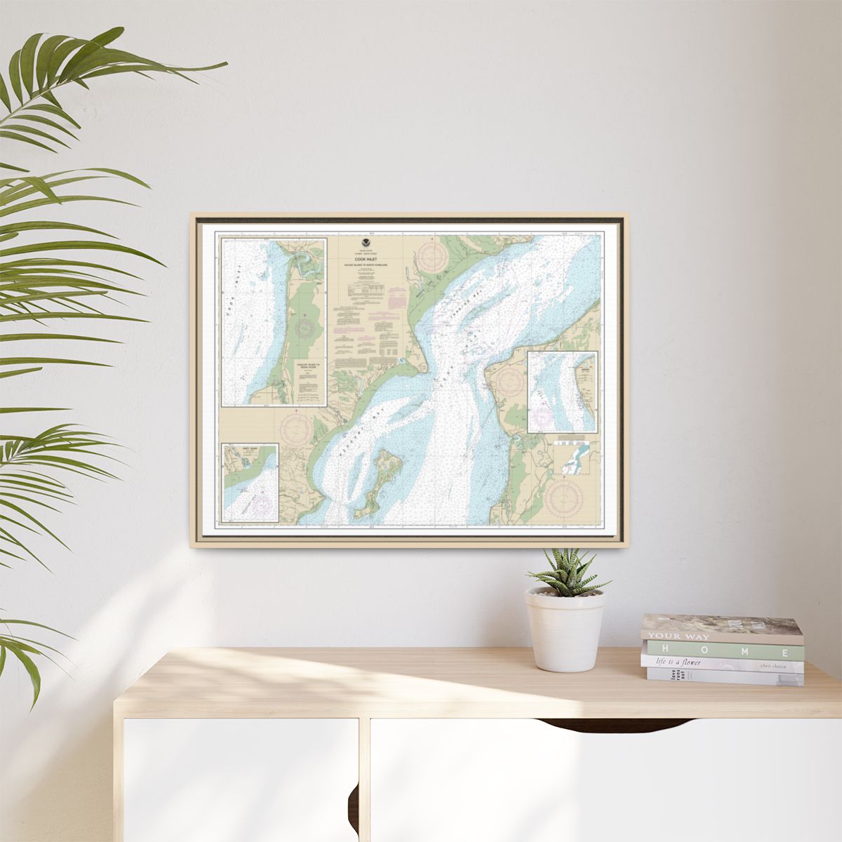 Chart 16662 Cook Inlet-Kalgin Island to North Foreland - NOAA Nautical Chart Floating Frame Canvas | 32" x 24" | 40" x 30" - Natural context-1