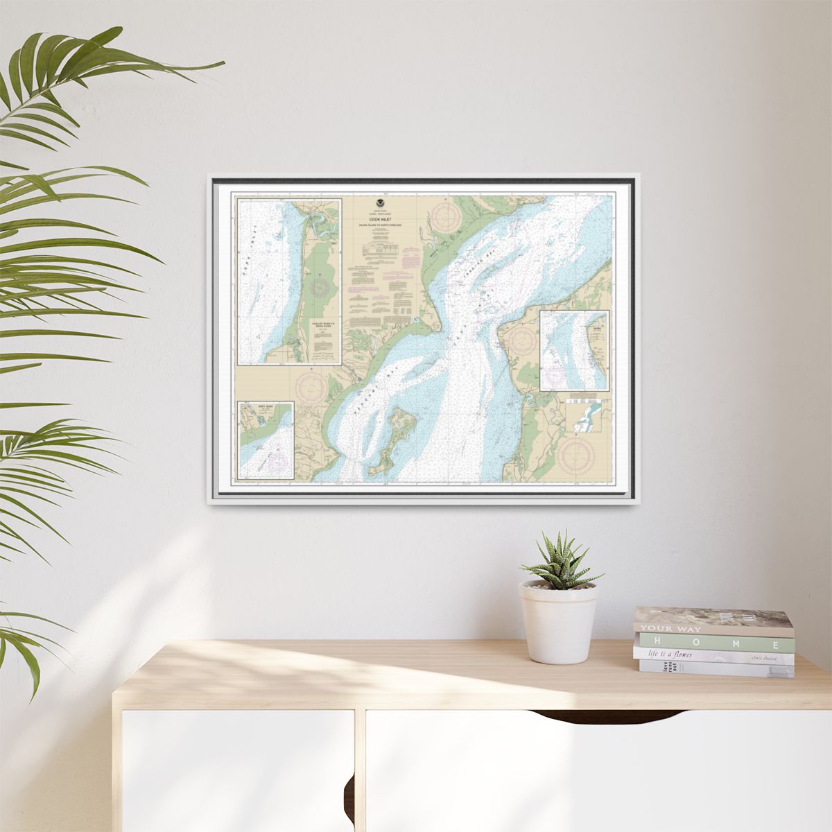 Chart 16662 Cook Inlet-Kalgin Island to North Foreland - NOAA Nautical Chart Floating Frame Canvas | 32" x 24" | 40" x 30" - White context-1