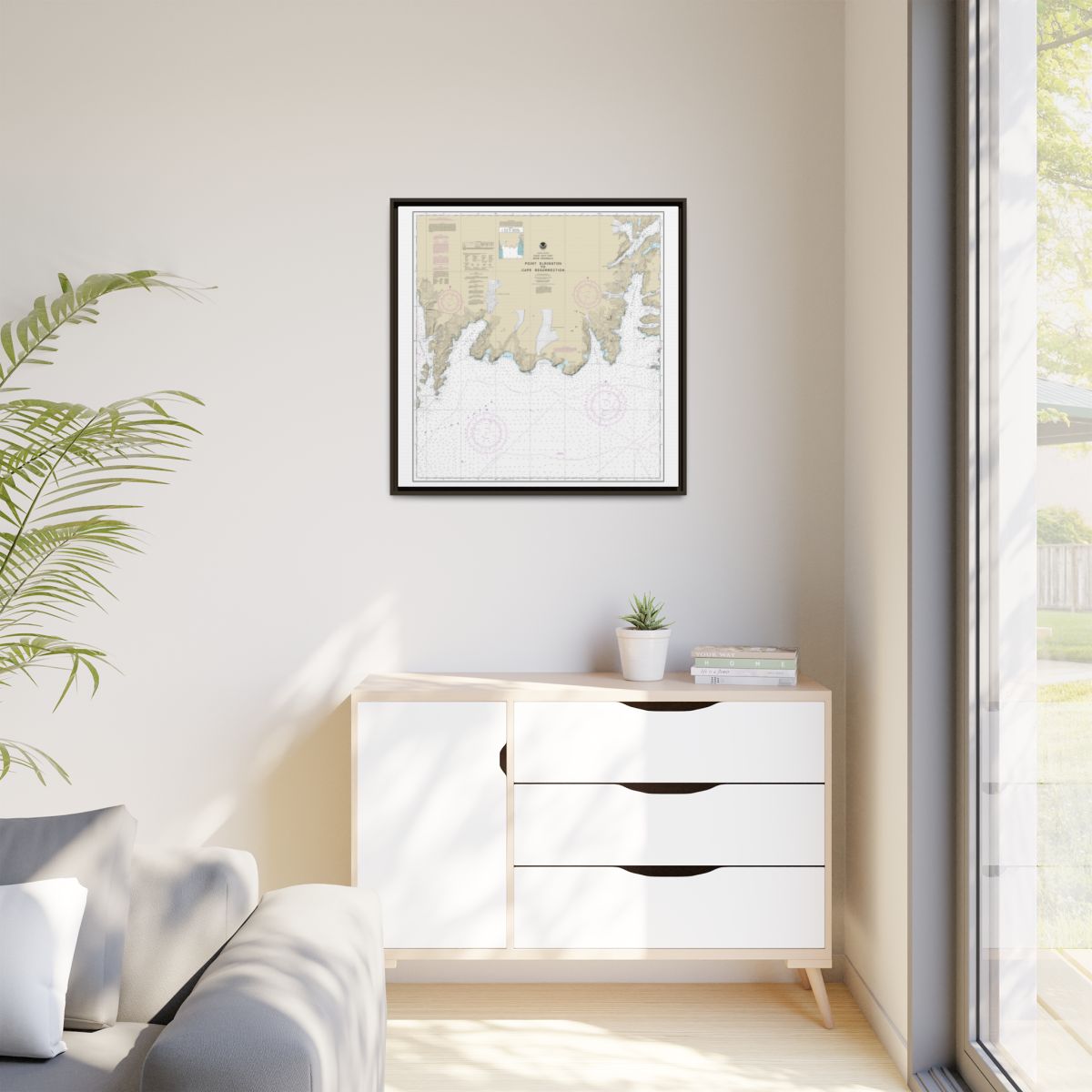 Chart 16683 Point Elrington to Cape Resurrection - NOAA Nautical Chart Floating Frame Canvas | 32" x 32" - Espresso context-1