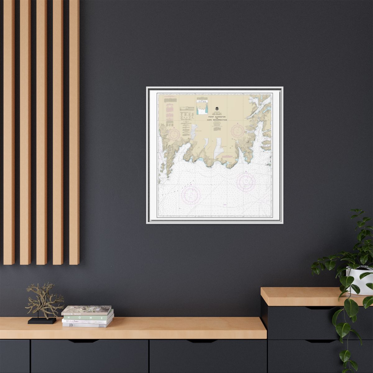 Chart 16683 Point Elrington to Cape Resurrection - NOAA Nautical Chart Floating Frame Canvas | 32" x 32" - White context-2
