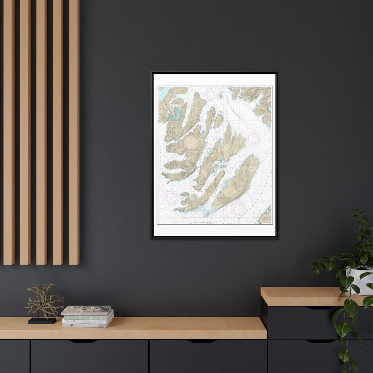 Chart 16702 Latouche Passage to Whale Bay - NOAA Nautical Chart Floating Frame Canvas | 24" x 32" | 30" x 40" - Black context-2