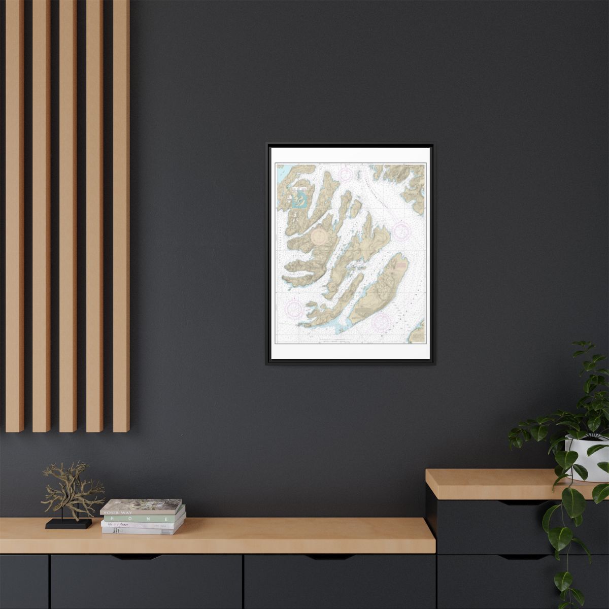 Chart 16702 Latouche Passage to Whale Bay - NOAA Nautical Chart Floating Frame Canvas | 24" x 32" | 30" x 40" - Black context-2