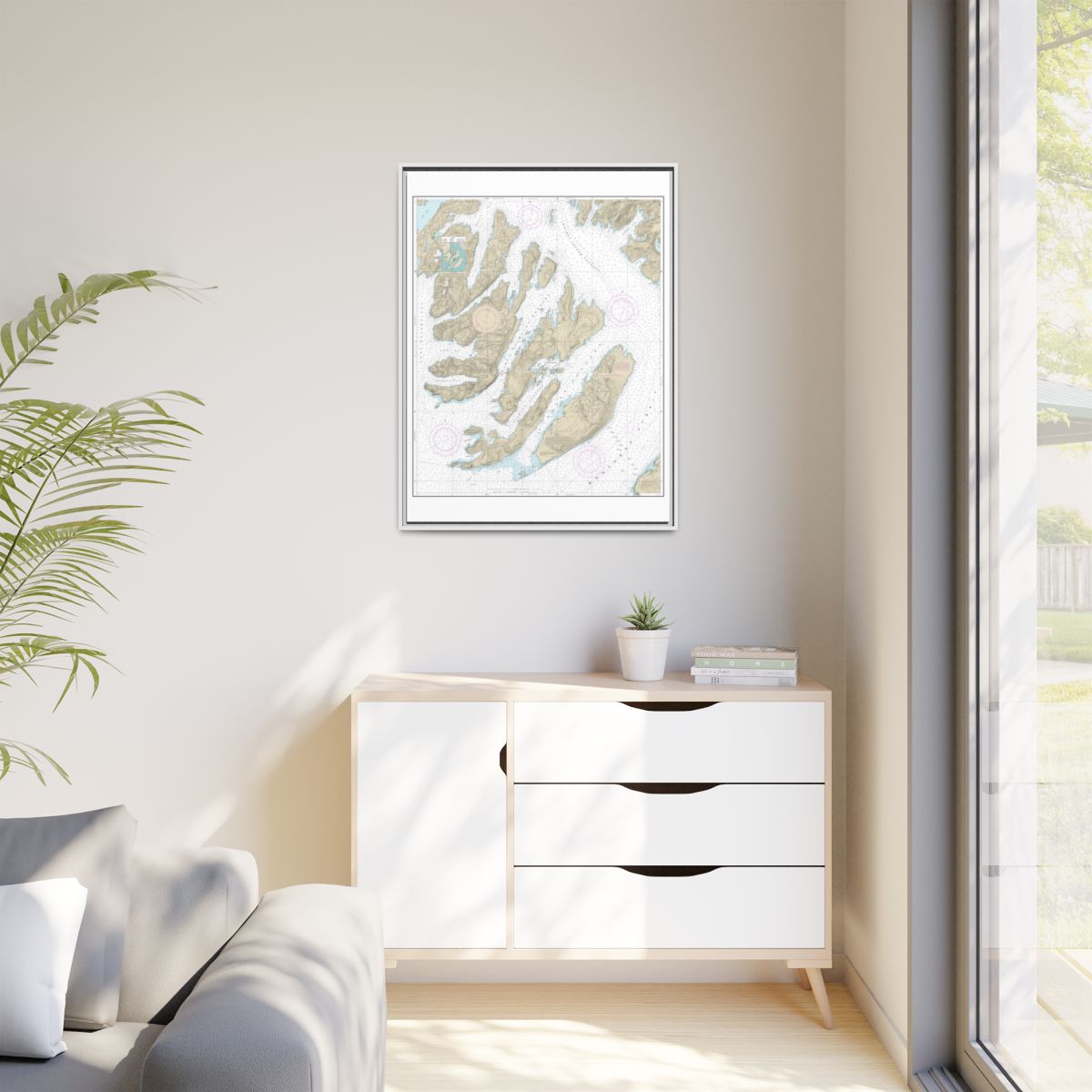 Chart 16702 Latouche Passage to Whale Bay - NOAA Nautical Chart Floating Frame Canvas | 24" x 32" | 30" x 40" - White context-1